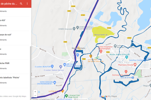 Cartographie interactive des parcours de pêche du département de l'Aisne